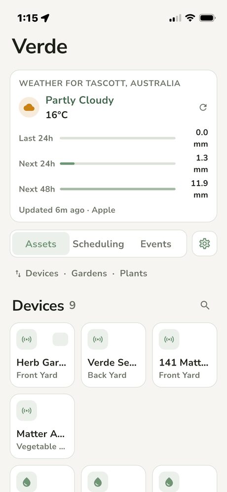 Verde home screen